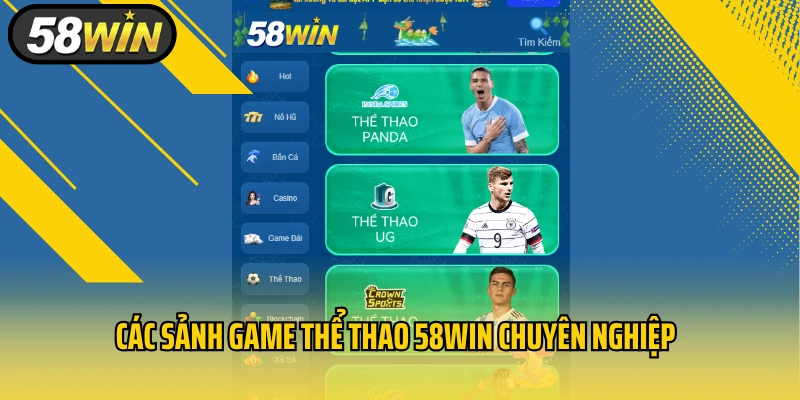 Các sảnh game thể thao 58Win chuyên nghiệp